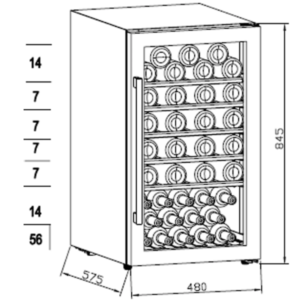 Cavecool Raw Citrine 56 | 1 zone | Wine refrigerator