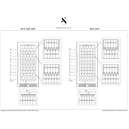 Swisscave WLB-360F-MIX | 1 zone | Premium Wijnklimaatkast