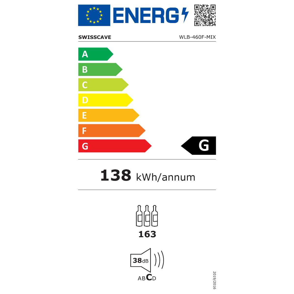 Swisscave WLB-460F-MIX | 1 zone | Premium Wijnkoelkast