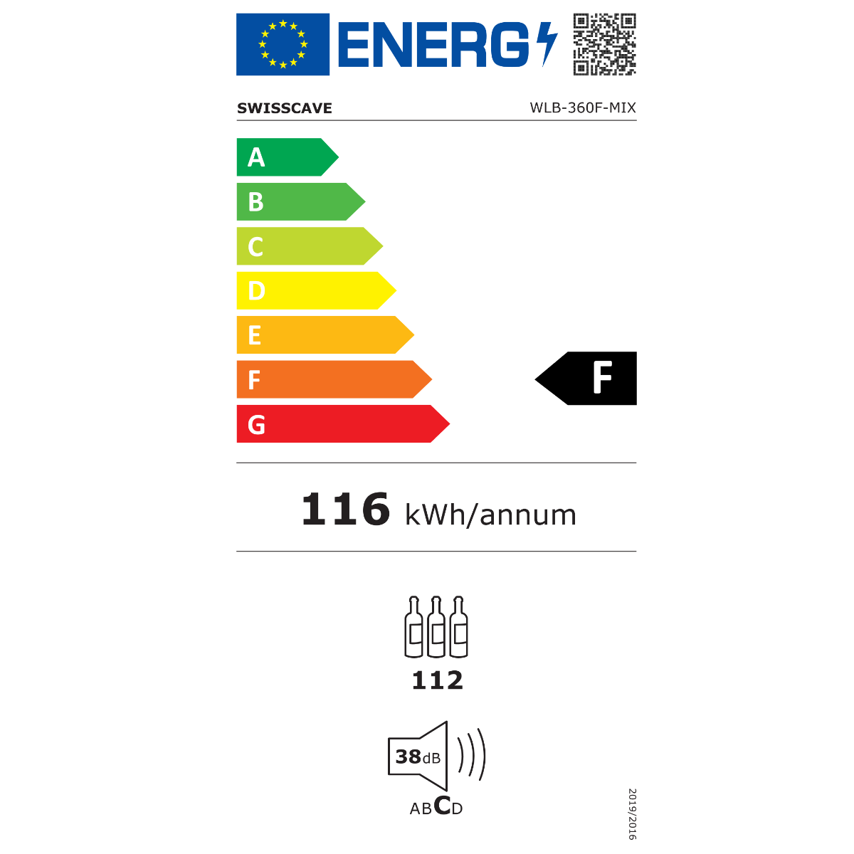 Swisscave WLB-360F-MIX | 1 zone | Premium Wijnklimaatkast