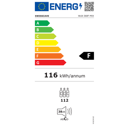 Swisscave WLB-360F-MIX | 1 zone | Premium Wijnklimaatkast