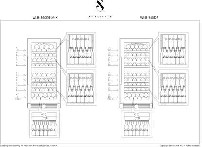 Swisscave WLB-360DF-MIX | 2 zones | Premium Wijnklimaatkast