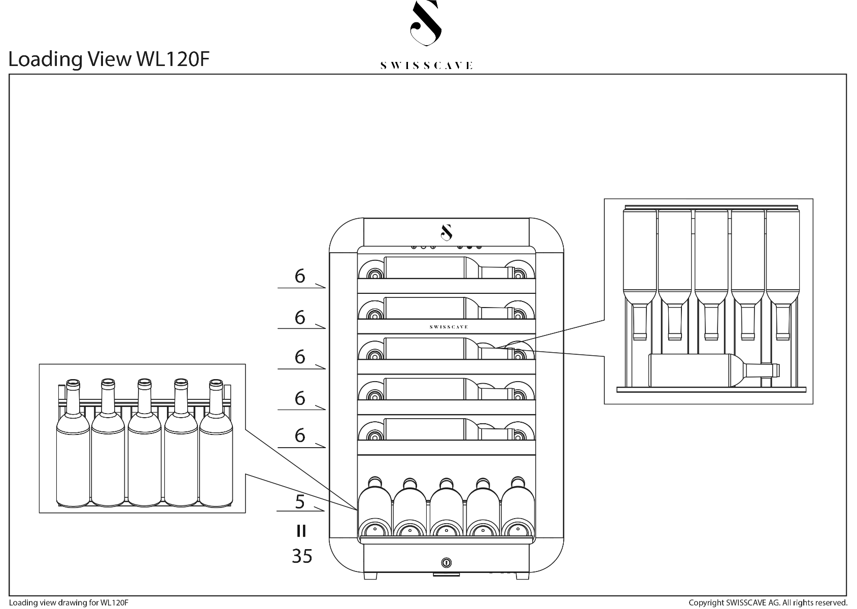 Swisscave WL120F | 1 zone | Classic Wijnkoelkast