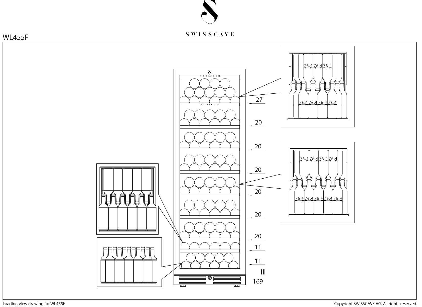 Swisscave WL455F | 1 zone | Wijnkoelkast